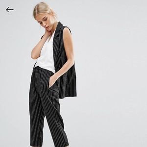 📎 Zacro Pinstripe Sleeveless Vest Oversized Blazer Office Work Business Casual